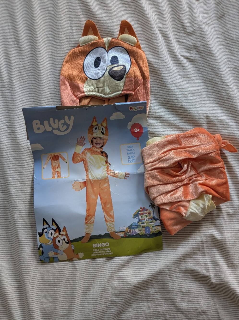 Bluey Bingo Orange Kids Costume with Character Hood
